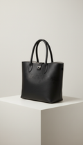 Black Leather Tote With Structured Silhouette