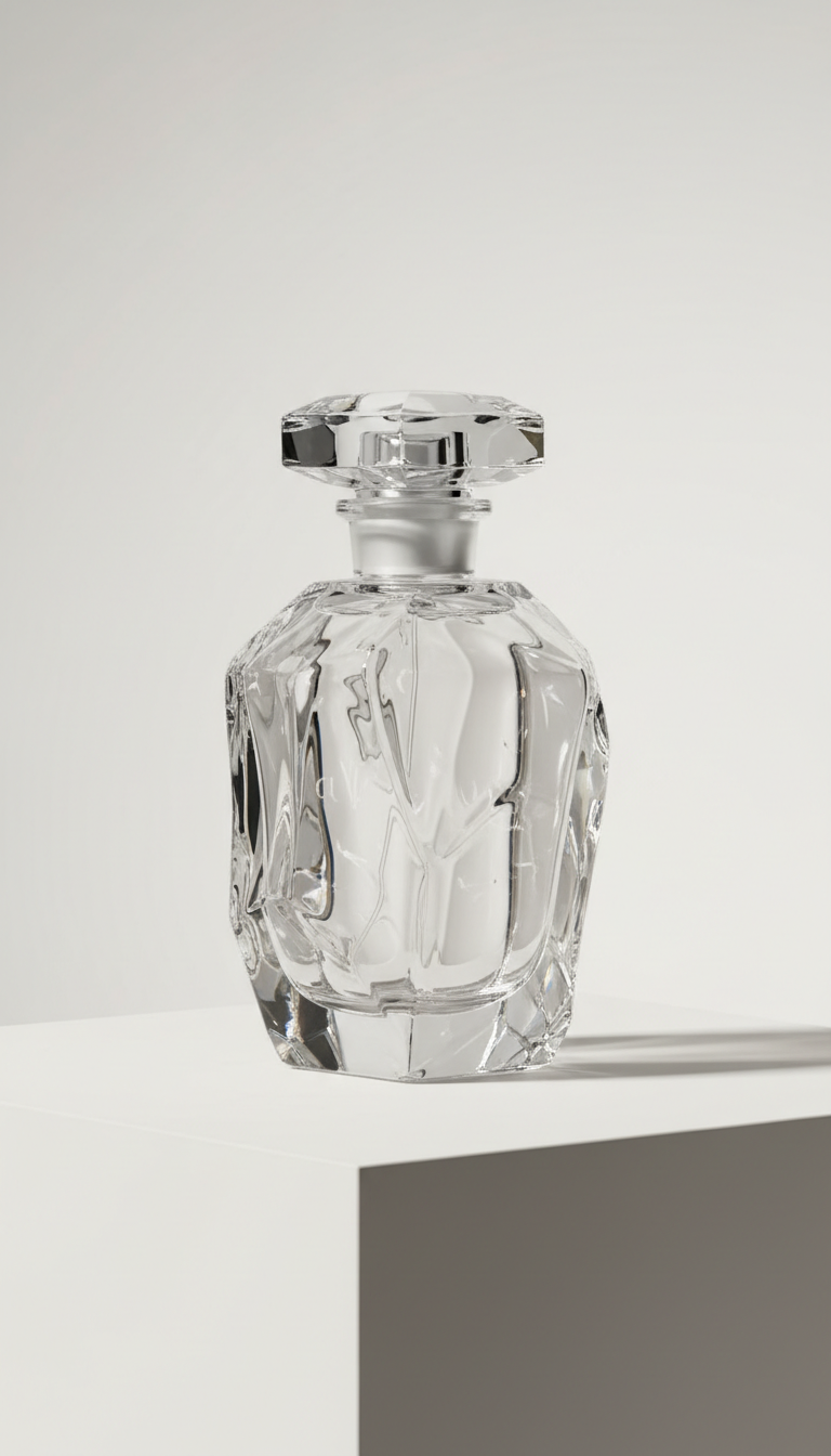 Crystal Perfume Bottle With Sculptural Design