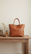Italian leather tote with hand-finished edges