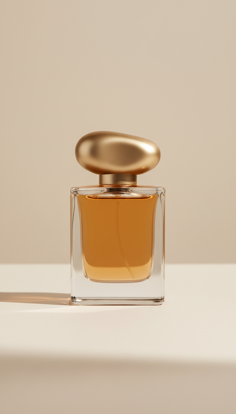 Parisian perfume in sculpted glass bottle